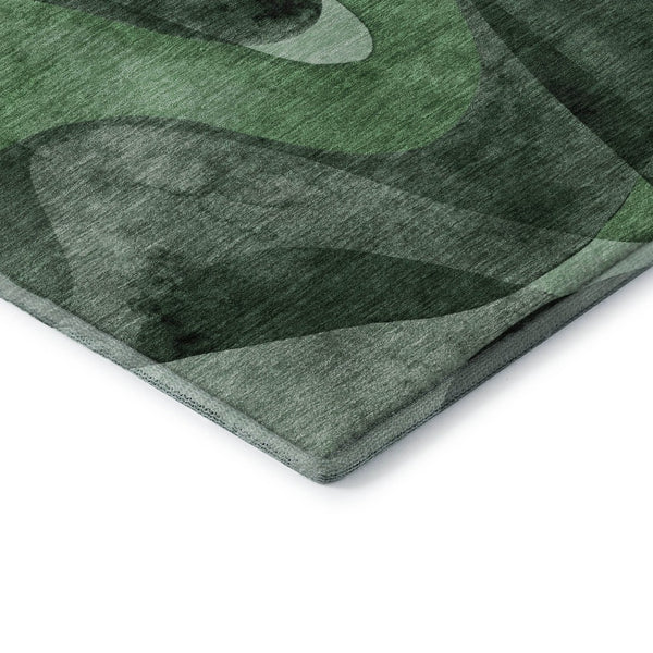 HomeRoots 9' X 12' Modern Abstract Area Rug in Fern Green, Gray & Ivory - Durable, Washable & UV-Protected! 648081