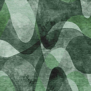 HomeRoots 9' X 12' Modern Abstract Area Rug in Fern Green, Gray & Ivory - Durable, Washable & UV-Protected! 648081