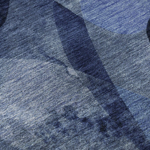 HomeRoots 9' X 12' Navy Blue & Ivory Abstract Area Rug - Washable, Stain Resistant, UV Protected & Durable Design 648087