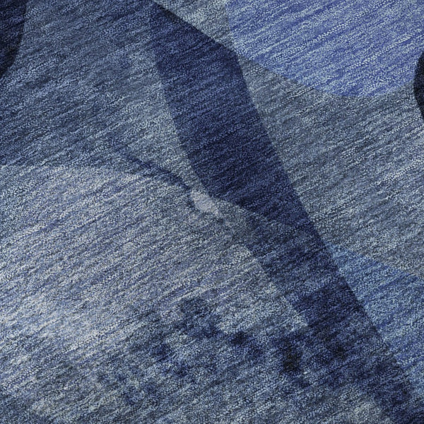 HomeRoots 9' X 12' Navy Blue & Ivory Abstract Area Rug - Washable, Stain Resistant, UV Protected & Durable Design 648087