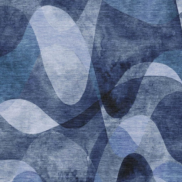 HomeRoots 10' X 14' Navy Blue And Ivory Abstract Area Rug – Stylish, Washable, UV-Resistant for Modern Living Spaces 648088