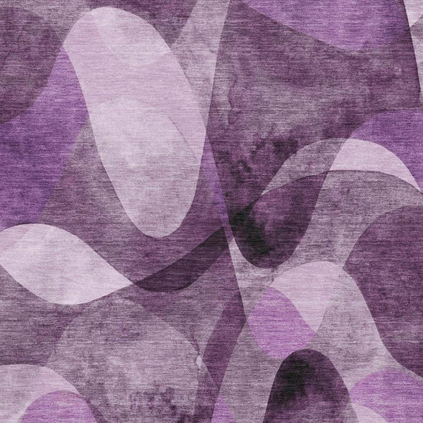 HomeRoots 8' X 10' Purple And Ivory Abstract Washable Area Rug - Stylish, Durable, UV-Protected for Modern Homes 648098