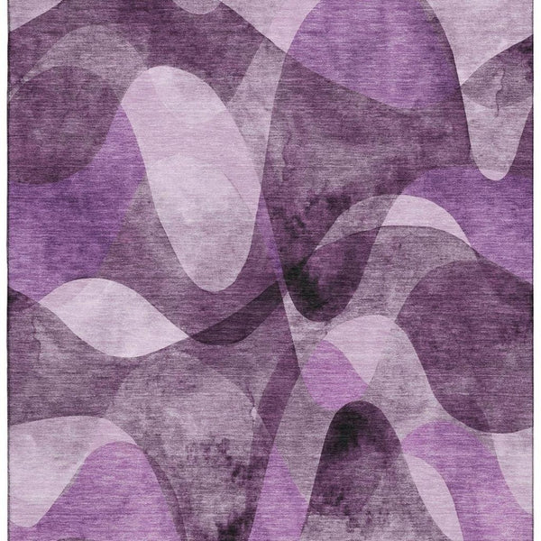 HomeRoots 8' X 10' Purple And Ivory Abstract Washable Area Rug - Stylish, Durable, UV-Protected for Modern Homes 648098
