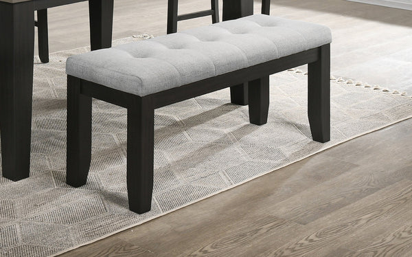 English Elm 1Pc Contemporary Two-Tone Tufted Linen-Look Bench 48" x15.5" x20" Upholstered Seating with Tapered Wood Legs B011P400213