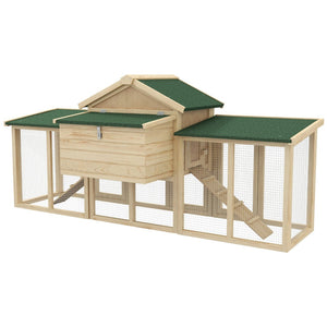 English Elm Hen House Wooden Chicken Coop with Run Nesting Box Fir Frame Asphalt Roof T3971P438154