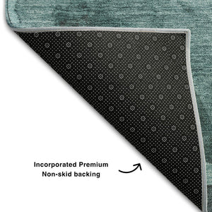 HomeRoots 10' X 14' Teal Abstract Area Rug - Stylish, Washable, UV Protected, & Stain-Resistant for Homes 648106