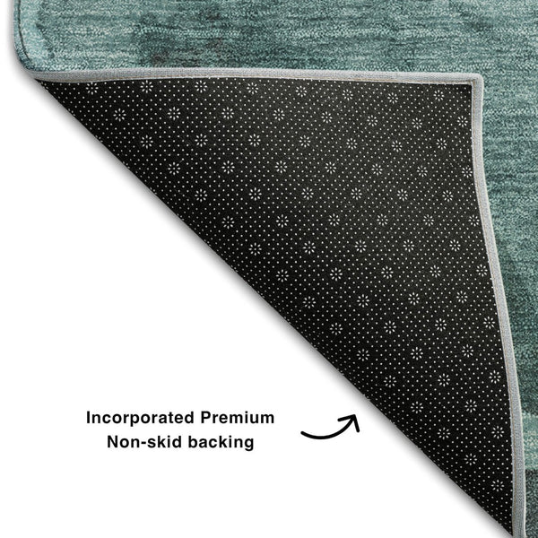 HomeRoots 10' X 14' Teal Abstract Area Rug - Stylish, Washable, UV Protected, & Stain-Resistant for Homes 648106