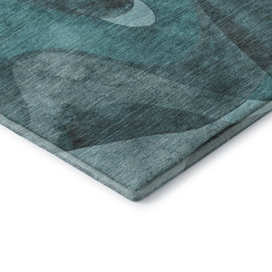 HomeRoots 10' X 14' Teal Abstract Area Rug - Stylish, Washable, UV Protected, & Stain-Resistant for Homes 648106