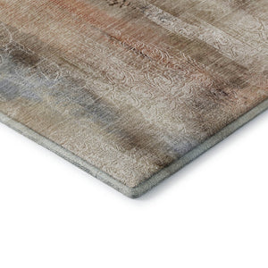 HomeRoots 5' X 8' Abstract Washable Area Rug in Beige, Blue & Ivory - Durable, UV Protected for Family Homes 648108