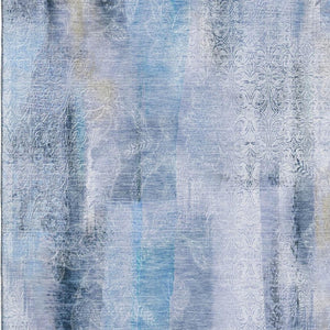 HomeRoots 5' X 8' Stylish Blue and Ivory Abstract Area Rug – Washable, UV Protected, Stain Resistant Comfort! 648114