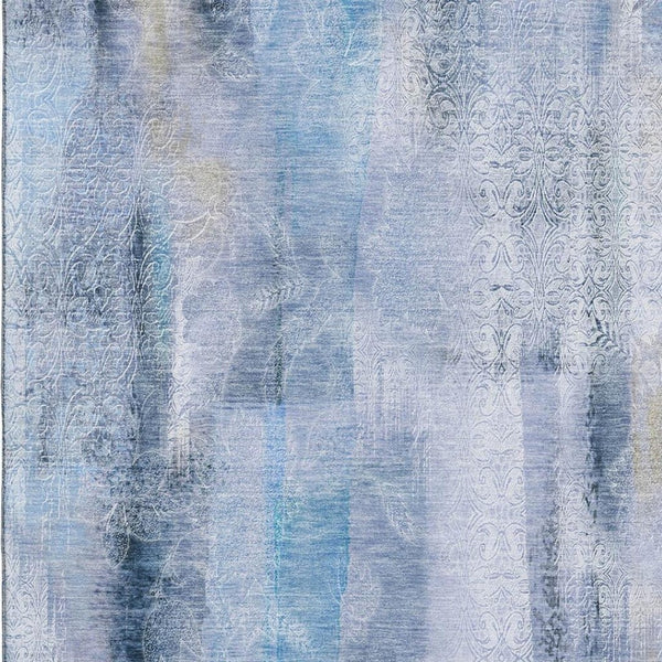 HomeRoots 5' X 8' Stylish Blue and Ivory Abstract Area Rug – Washable, UV Protected, Stain Resistant Comfort! 648114