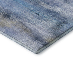 HomeRoots 9' X 12' Blue And Ivory Abstract Washable Area Rug – Stylish, Durable, UV-Protected for High Traffic Spaces 648117