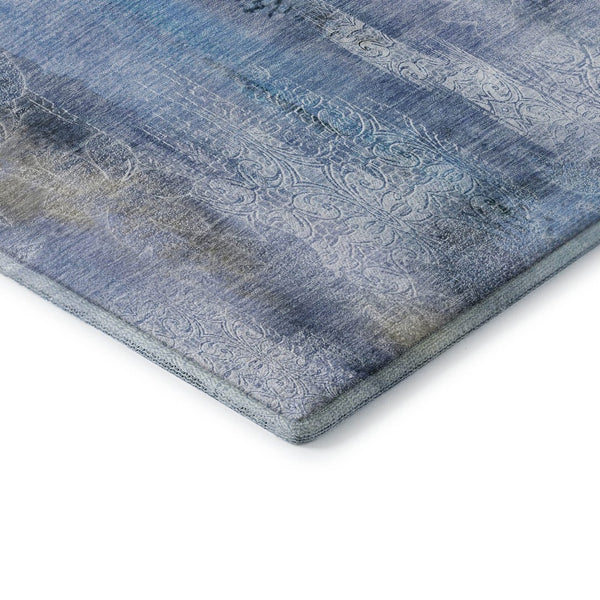 HomeRoots 9' X 12' Blue And Ivory Abstract Washable Area Rug – Stylish, Durable, UV-Protected for High Traffic Spaces 648117