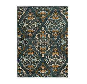 English Elm Christopher Knight Home® - Sedona6368B Multi 7.8x10.8 Rug – Abstract Ivory Lattice on Dark Blue, Stain‑Resistant, Pet‑Friendly 64812.00