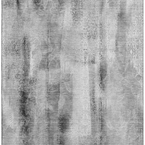 HomeRoots 9' X 12' Gray And Ivory Abstract Washable Area Rug – Stylish, Durable, Stain-Resistant & UV-Protected! 648123