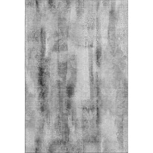 HomeRoots 9' X 12' Gray And Ivory Abstract Washable Area Rug – Stylish, Durable, Stain-Resistant & UV-Protected! 648123