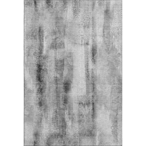 HomeRoots 9' X 12' Gray And Ivory Abstract Washable Area Rug – Stylish, Durable, Stain-Resistant & UV-Protected! 648123