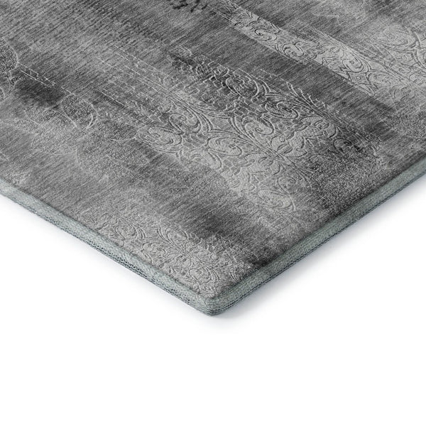 HomeRoots 9' X 12' Gray And Ivory Abstract Washable Area Rug – Stylish, Durable, Stain-Resistant & UV-Protected! 648123