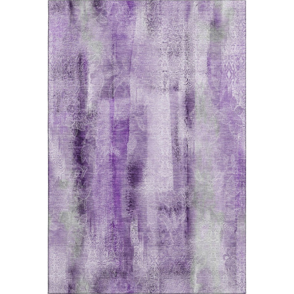 HomeRoots 9' X 12' Stylish Purple and Ivory Abstract Area Rug - Washable, UV Protected, Durable for Homes 648129