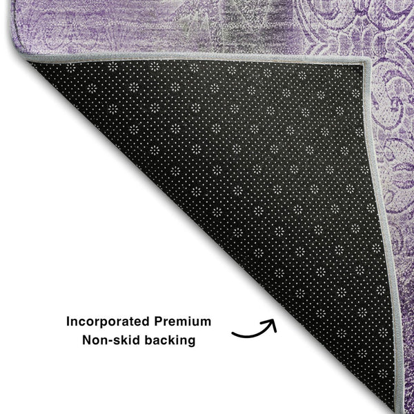 HomeRoots 9' X 12' Stylish Purple and Ivory Abstract Area Rug - Washable, UV Protected, Durable for Homes 648129