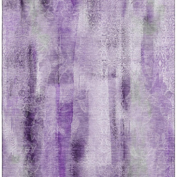 HomeRoots 9' X 12' Stylish Purple and Ivory Abstract Area Rug - Washable, UV Protected, Durable for Homes 648129