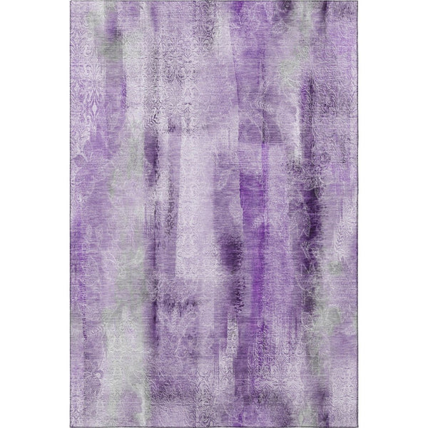 HomeRoots 10' X 14' Purple And Ivory Abstract Area Rug - Washable, UV Protected, Durable Design for Modern Homes 648130