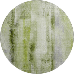 HomeRoots 8' Sage and Ivory Abstract Round Rug - Washable, UV-Protected, Stain-Resistant, Ideal for Busy Homes! 648133