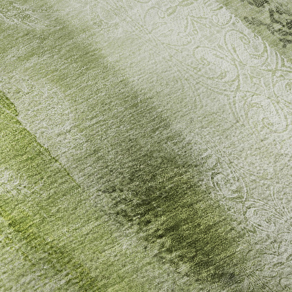 HomeRoots 8' Sage and Ivory Abstract Round Rug - Washable, UV-Protected, Stain-Resistant, Ideal for Busy Homes! 648133