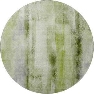 HomeRoots 8' Sage and Ivory Abstract Round Rug - Washable, UV-Protected, Stain-Resistant, Ideal for Busy Homes! 648133