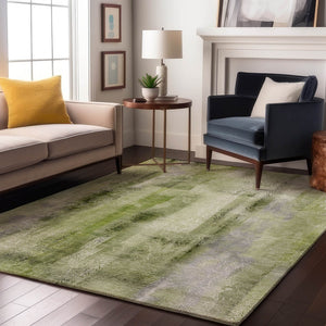 HomeRoots 9' X 12' Sage and Ivory Abstract Area Rug - Durable, Washable, UV Protected for Modern Living Spaces 648135