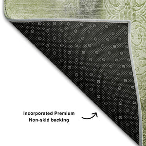 HomeRoots 9' X 12' Sage and Ivory Abstract Area Rug - Durable, Washable, UV Protected for Modern Living Spaces 648135