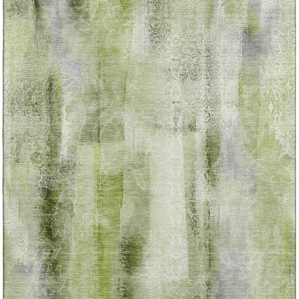 HomeRoots 9' X 12' Sage and Ivory Abstract Area Rug - Durable, Washable, UV Protected for Modern Living Spaces 648135