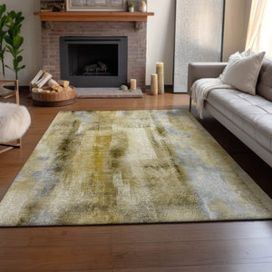 HomeRoots 5' X 8' Abstract Taupe & Ivory Washable Area Rug - UV Resistant, Stain-Proof, Perfect for Homes! 648138