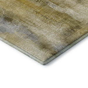 HomeRoots 8' Taupe and Ivory Abstract Washable Round Rug - Stylish, Durable, UV-Protected for Any Space 648139