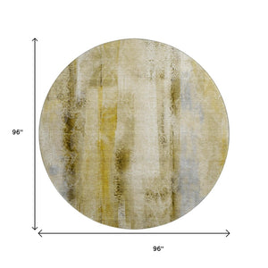 HomeRoots 8' Taupe and Ivory Abstract Washable Round Rug - Stylish, Durable, UV-Protected for Any Space 648139