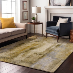 HomeRoots 8' X 10' Taupe & Ivory Abstract Area Rug - Washable, UV Protected, Durable for High-Traffic Homes 648140