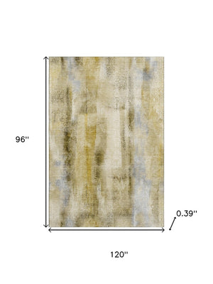 HomeRoots 8' X 10' Taupe & Ivory Abstract Area Rug - Washable, UV Protected, Durable for High-Traffic Homes 648140