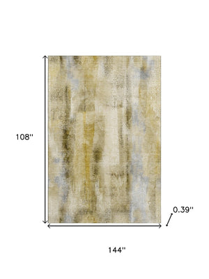 HomeRoots 9' X 12' Stylish Taupe and Ivory Abstract Washable Area Rug with UV Protection for Busy Homes 648141