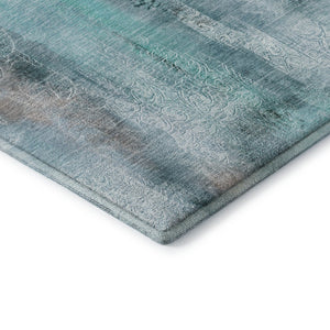 HomeRoots 9' X 12' Stylish Teal And Ivory Abstract Area Rug - Machine Washable, UV Resistant, Durable Design 648147