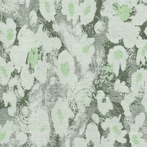 HomeRoots 8' X 10' Floral Area Rug in Fern Green, Gray & Ivory - Washable, UV-Protected & Stain-Resistant! 648152