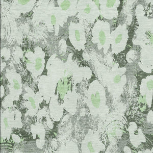 HomeRoots 10' Washable Floral Area Rug in Fern Green, Gray & Ivory – UV Protected, Pet-Friendly & Stylish! 648154