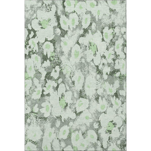 HomeRoots 10' Washable Floral Area Rug in Fern Green, Gray & Ivory – UV Protected, Pet-Friendly & Stylish! 648154