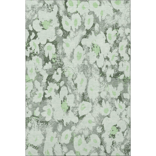 HomeRoots 10' Washable Floral Area Rug in Fern Green, Gray & Ivory – UV Protected, Pet-Friendly & Stylish! 648154