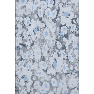 HomeRoots 5' X 8' Denim Blue Gray Ivory Floral Area Rug - Stain Resistant, UV Protected, Stylish & Durable Decor 648156