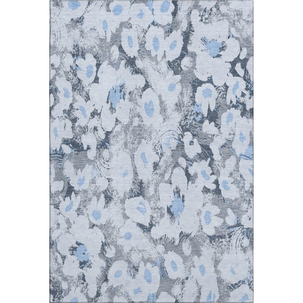HomeRoots 5' X 8' Denim Blue Gray Ivory Floral Area Rug - Stain Resistant, UV Protected, Stylish & Durable Decor 648156