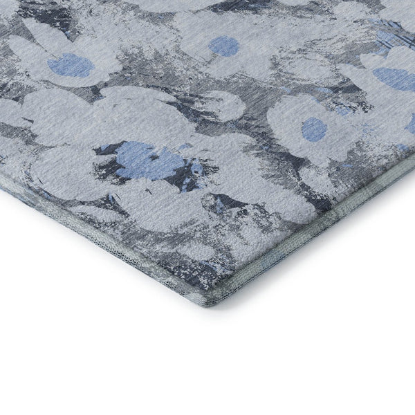 HomeRoots 5' X 8' Denim Blue Gray Ivory Floral Area Rug - Stain Resistant, UV Protected, Stylish & Durable Decor 648156