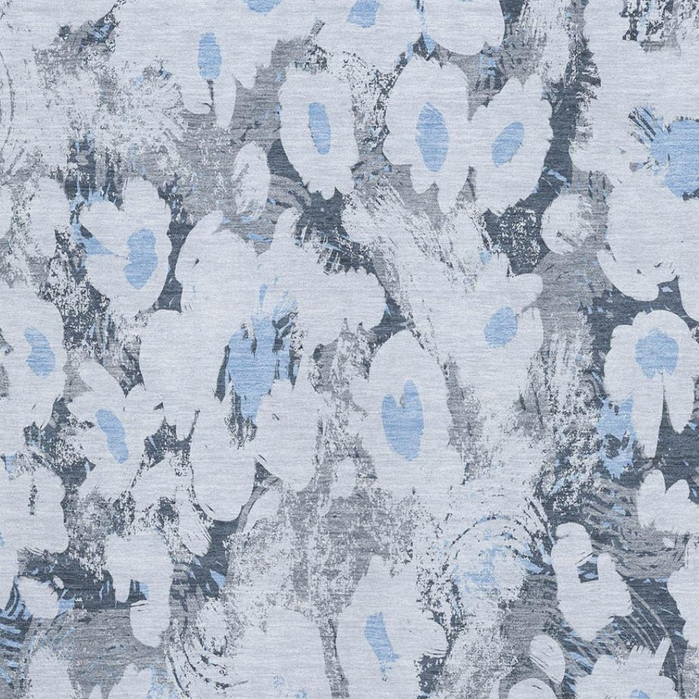 HomeRoots 5' X 8' Denim Blue Gray Ivory Floral Area Rug - Stain Resistant, UV Protected, Stylish & Durable Decor 648156