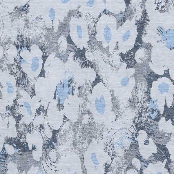 HomeRoots 5' X 8' Denim Blue Gray Ivory Floral Area Rug - Stain Resistant, UV Protected, Stylish & Durable Decor 648156