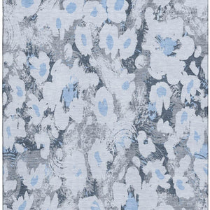 HomeRoots 5' X 8' Denim Blue Gray Ivory Floral Area Rug - Stain Resistant, UV Protected, Stylish & Durable Decor 648156