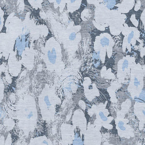 HomeRoots 9' X 12' Denim Blue Gray Floral Area Rug - Washable, UV Protected, Perfect for Family Spaces & Decor 648159